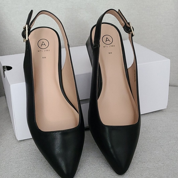 BNIB Dawn Black Slingback Pumps - Size 8W - Picture 5 of 12